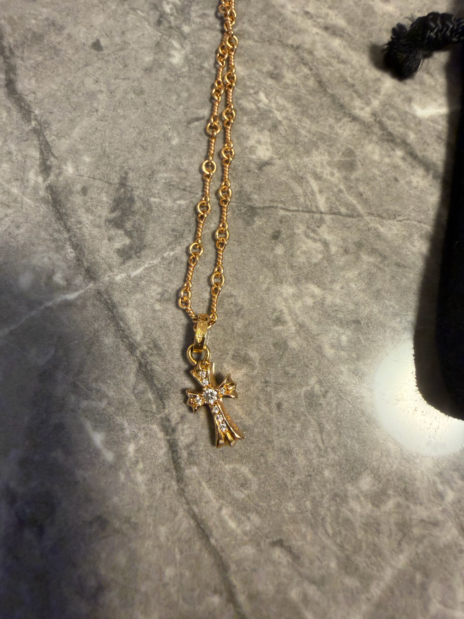 Chrome Hearts 22K CH Cross Baby Fat Charm with Pave Diamond "Yellow Gold"