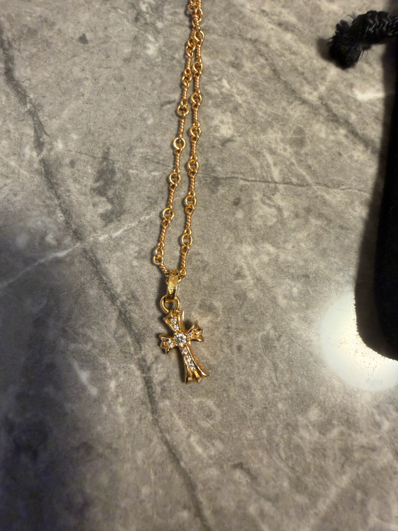 Chrome Hearts 22K CH Cross Baby Fat Charm with Pave Diamond "Yellow Gold"
