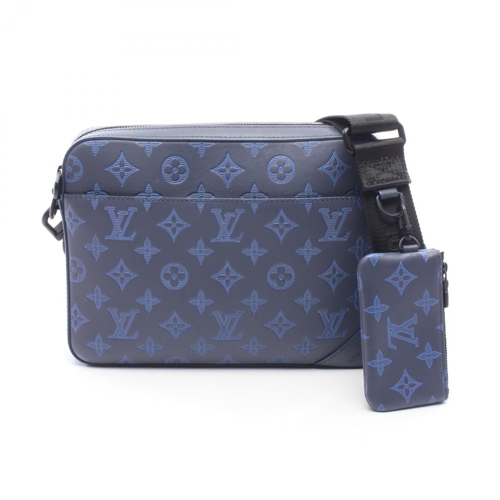 ルイ・ヴィトン LOUIS VUITTON デュオメッセンジャー ショルダーバッグ バッグ レザー モノグラム・シャドウ メンズ ネイビー系 M45730 【中古】