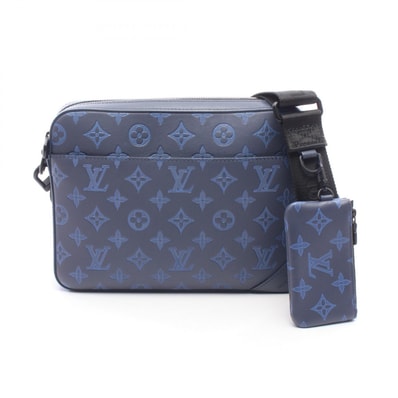 ルイ・ヴィトン LOUIS VUITTON デュオメッセンジャー ショルダーバッグ バッグ レザー モノグラム・シャドウ メンズ ネイビー系 M45730 【中古】