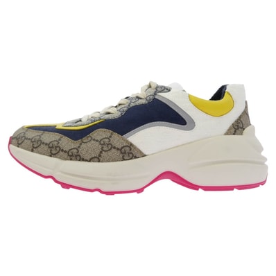 GUCCI グッチ スニーカー RHYTON ライトン GG ローカット スニーカー ホワイト系 ブラック系 7.5【中古】