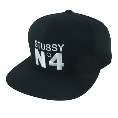 STUSSY ステューシー No.4 Point Crown Cap ポイント クラウン キャップ 帽子 バングラデシュ製 ブラック系【中古】