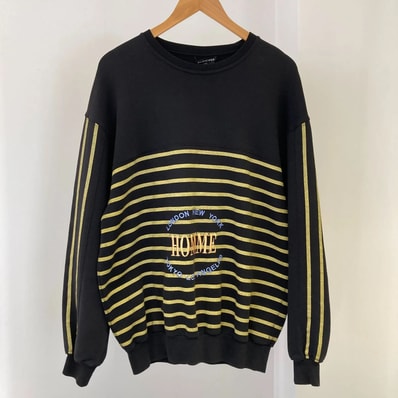 BALENCIAGA(バレンシアガ) Uネック ボーダー スウェット 485947 サイズXS イエロー×ブラック