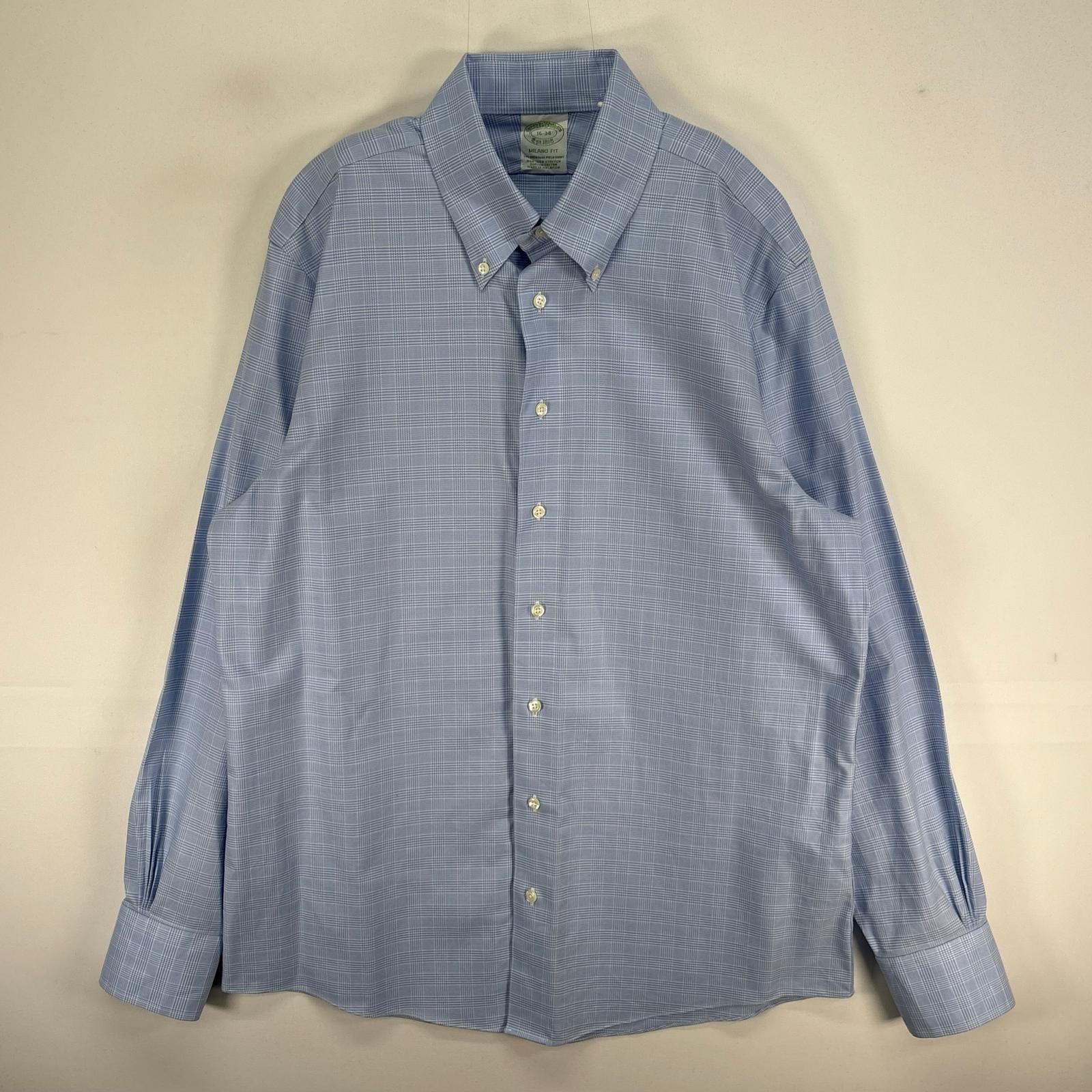 古着 ブルックスブラザーズ Brooks Brothers 長袖シャツ MILANO FIT ボタンダウン L  ブルー系 チェック メンズ