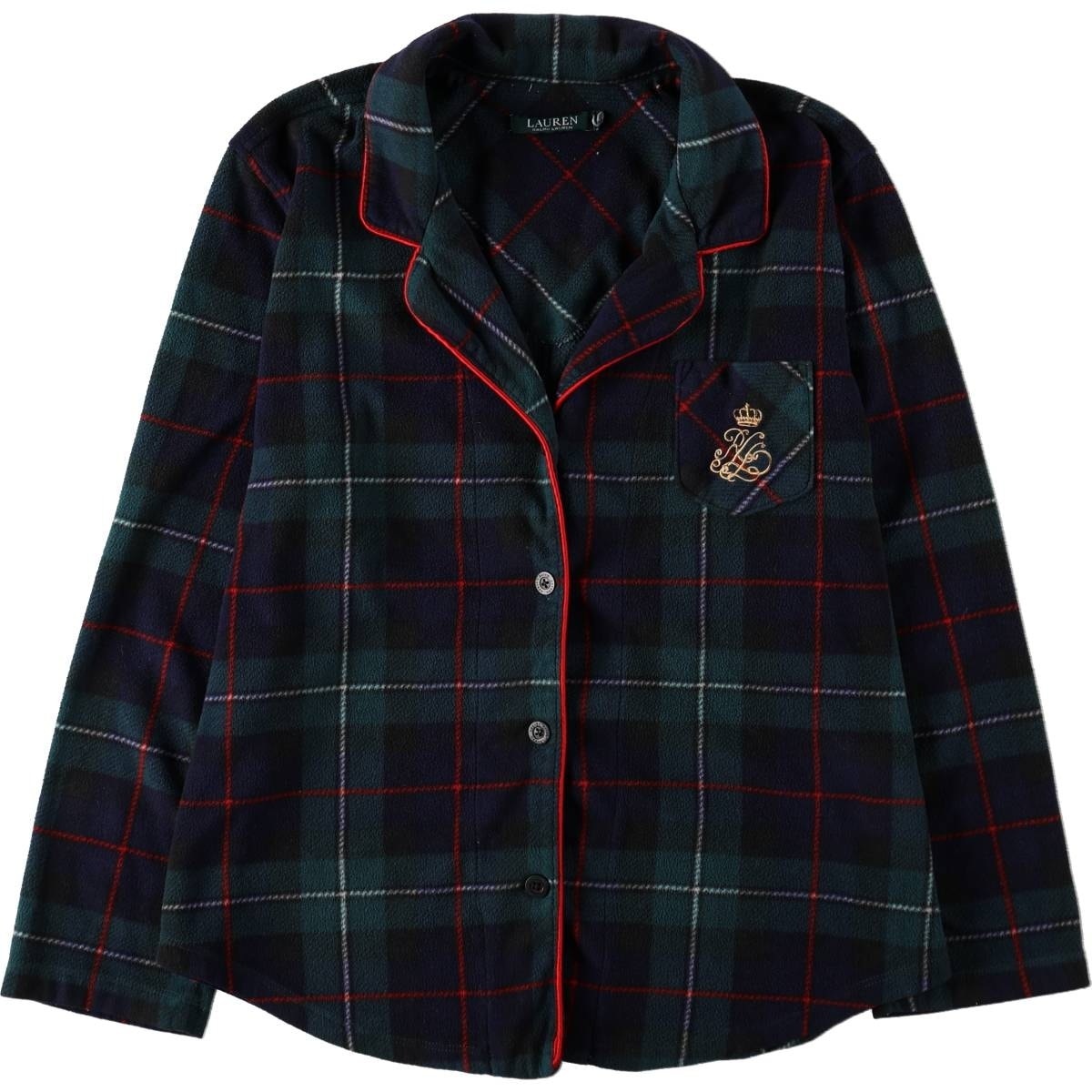 古着 ラルフローレン Ralph Lauren LAUREN ローレン タータンチェック オープンカラー 長袖 パジャマシャツ レディースM相当/eaa683122