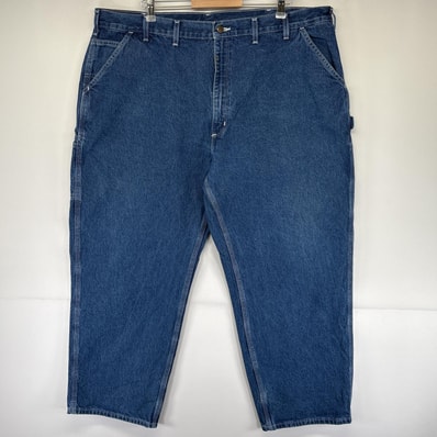 古着 カーハート Carhartt デニムパンツ ペインターパンツ ワーク ワンポイントロゴ ハンマーループ 作業着 w46 L30 ブルー メンズ