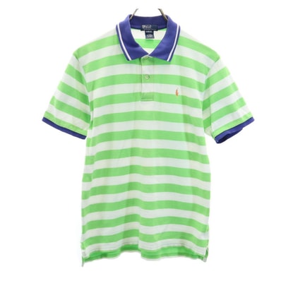 Polo by Ralph Lauren ポロバイラルフローレン ボーダー 半袖 ポロシャツ L グリーン系 鹿の子