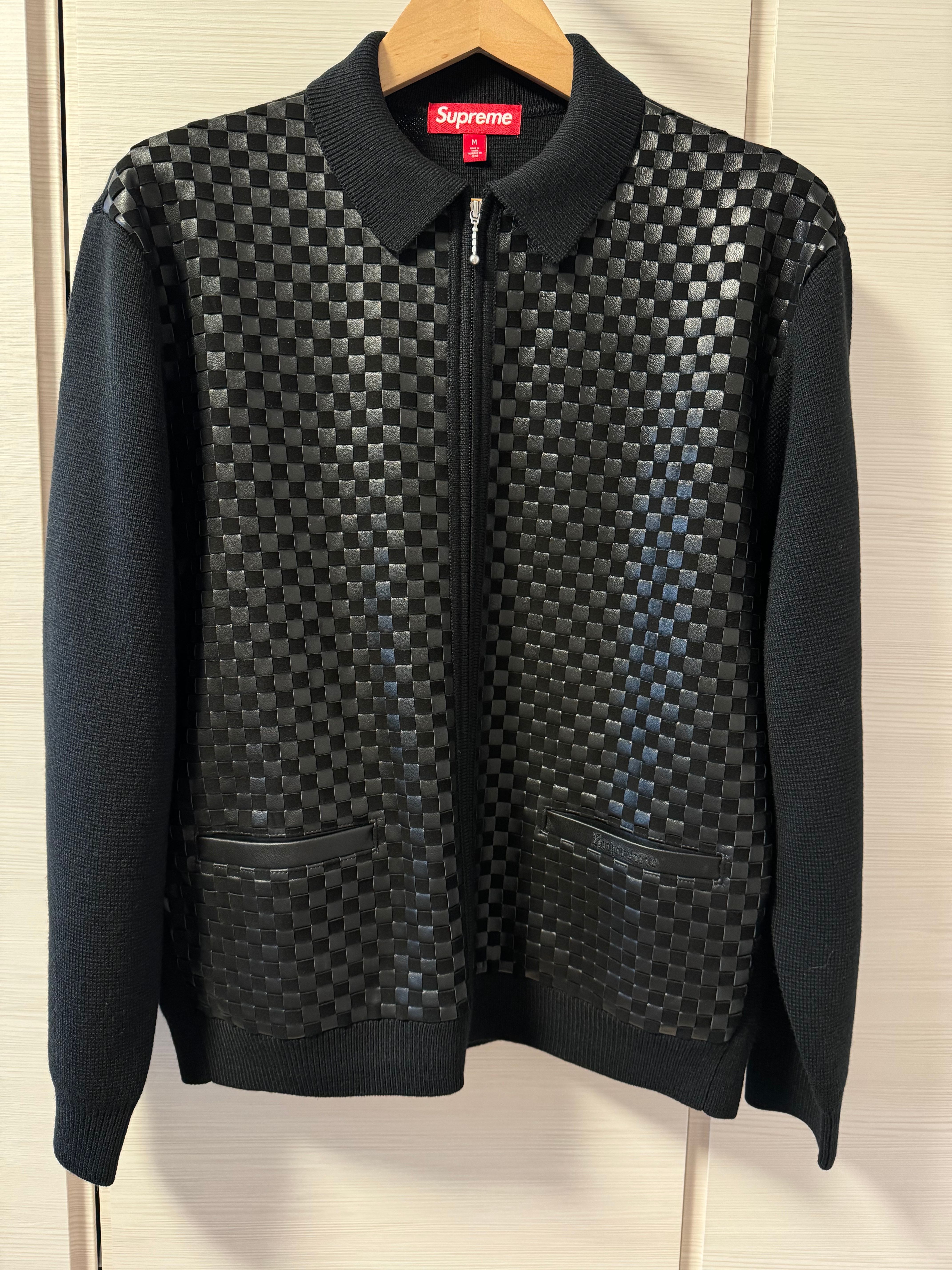 Supreme Woven Leather Zip Up Cardigan 
