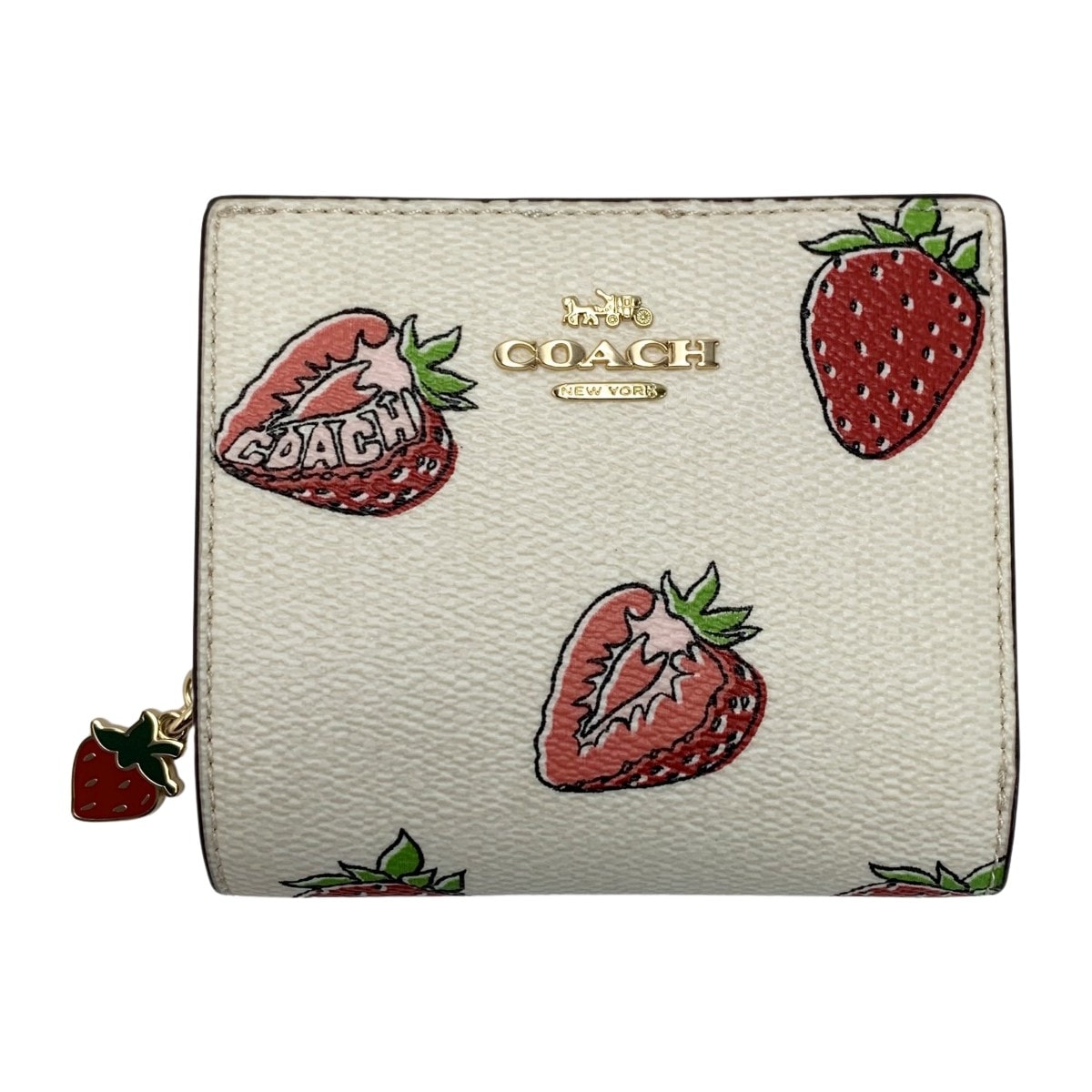 ☆☆COACH コーチ  ストロベリー 苺 CAP18 アイボリー 2つ折り財布 レディース