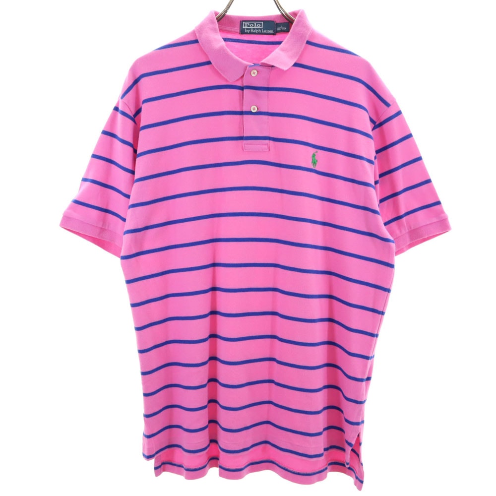 Polo by Ralph Lauren ポロバイラルフローレン ボーダー柄 半袖 ポロシャツ L ピンク