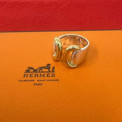 HERMES エルメス エコー リング シルバー925 K18イエローゴールド リング・指輪 11号 シルバー
59309