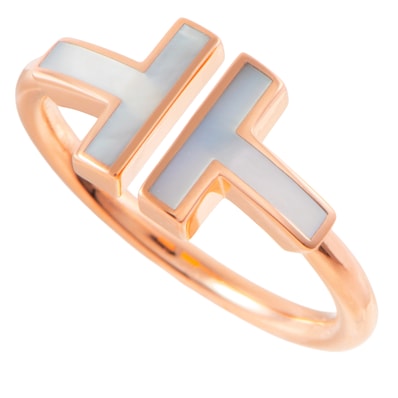 TIFFANY&Co. ティファニー ティファニーT Tワイヤー リング 指輪 12号 K18YG マザーオブパール ゴールド【中古】