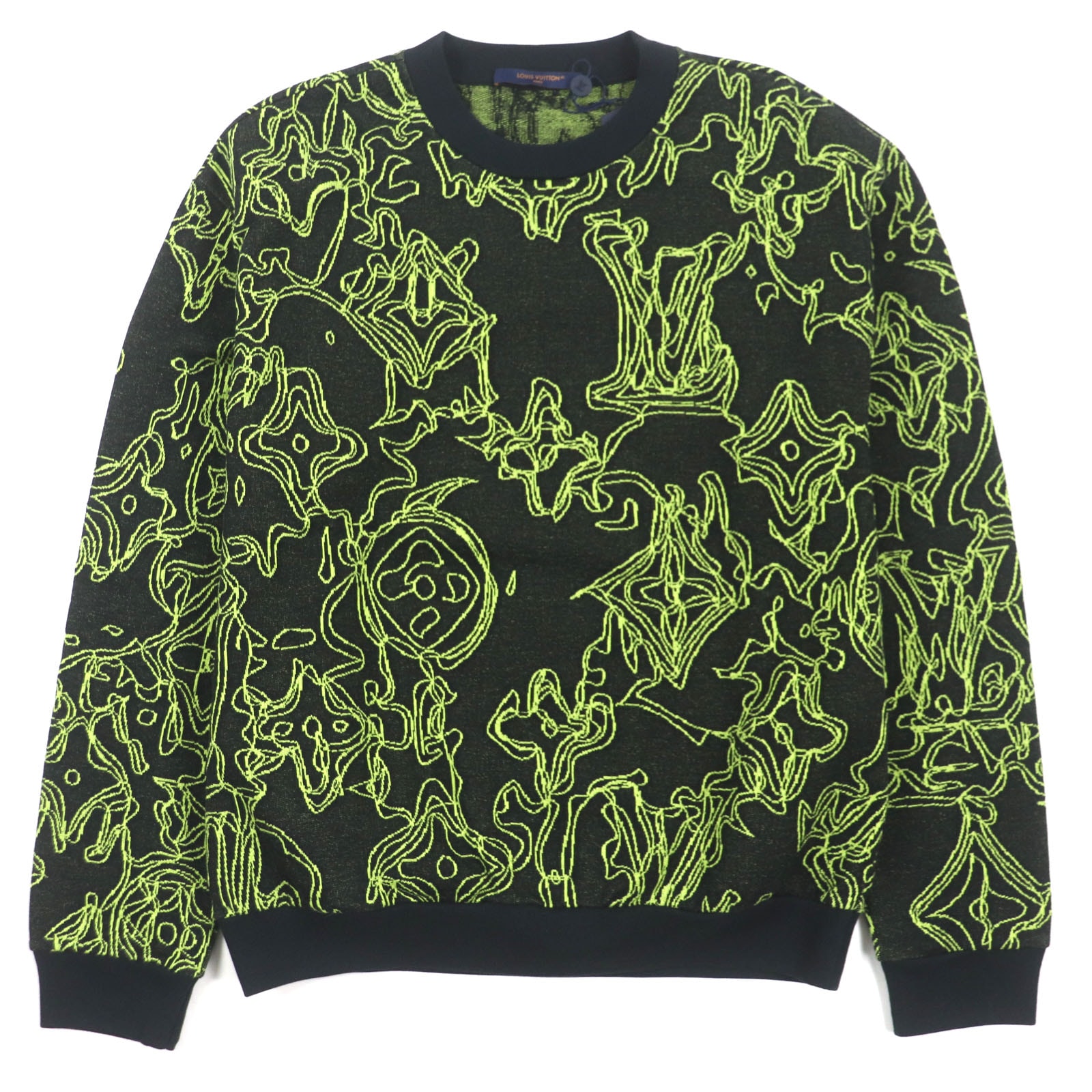 未使用品 ルイヴィトン
 セーター ブラック ライム メンズ L