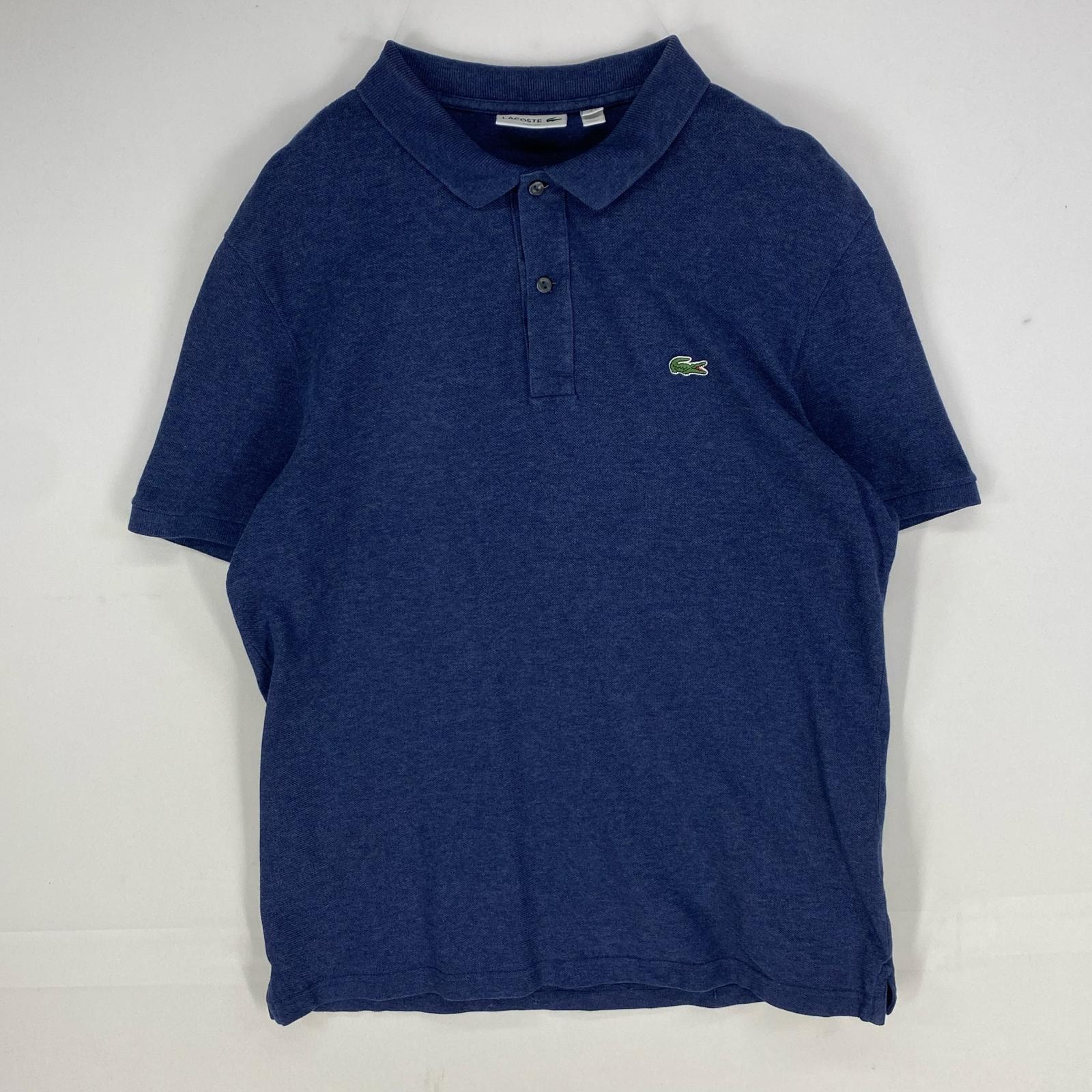 古着 ラコステ LACOSTE 鹿の子 半袖シャツ ワンポイント ロゴワッペン ポロシャツ ショートスリーブ XL  ネイビー系 メンズ