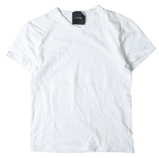 ATON エイトン 日本製 SUVIN PLATE V NECK T-SHIRTS ソリッドVネックTシャツ KKAGLA0716 02(S) WHITE 半袖 無地 カットソー トップス g14827