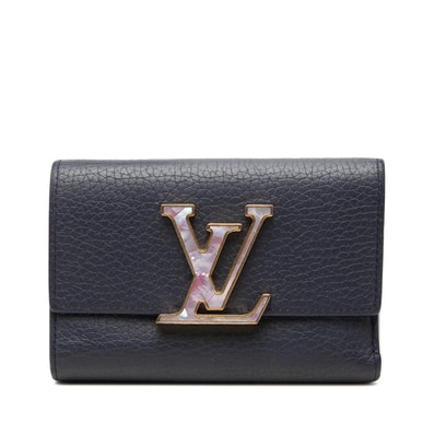 ルイ ヴィトン ポルトフォイユ カプシーヌ コンパクト 三つ折り財布 M81674 ネイビー トリヨンレザー レディース LOUIS VUITTON 中古