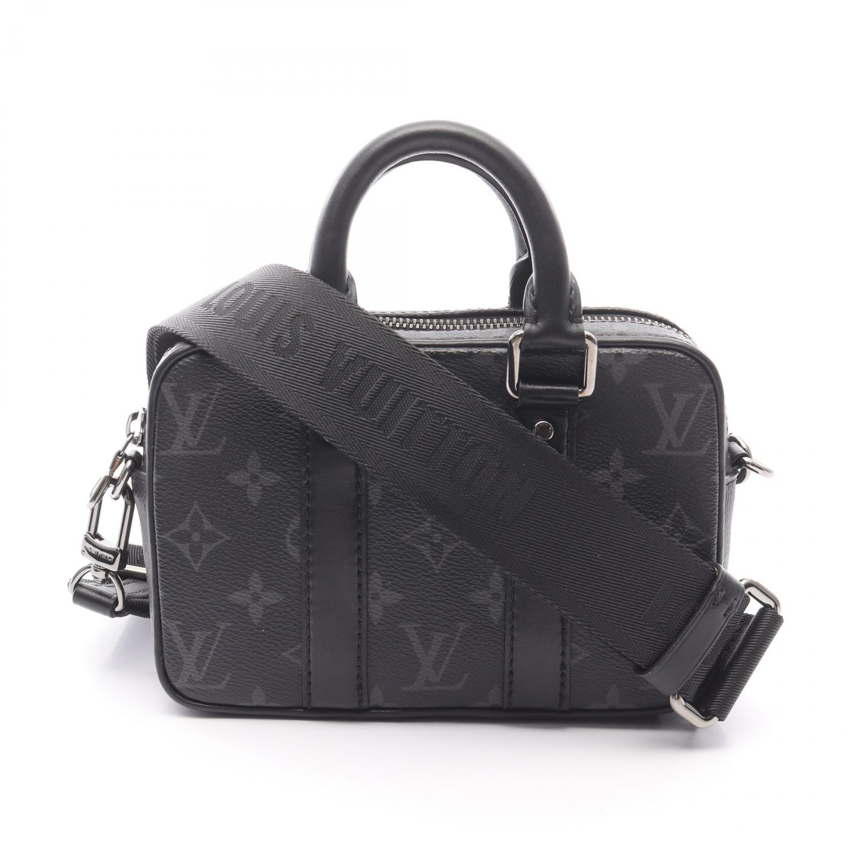 ルイ・ヴィトン LOUIS VUITTON ナノ PDV ハンドバッグ バッグ PVCコーティングキャンバス レザー モノグラム・エクリプス メンズ ブラック系 M82770 【中古】