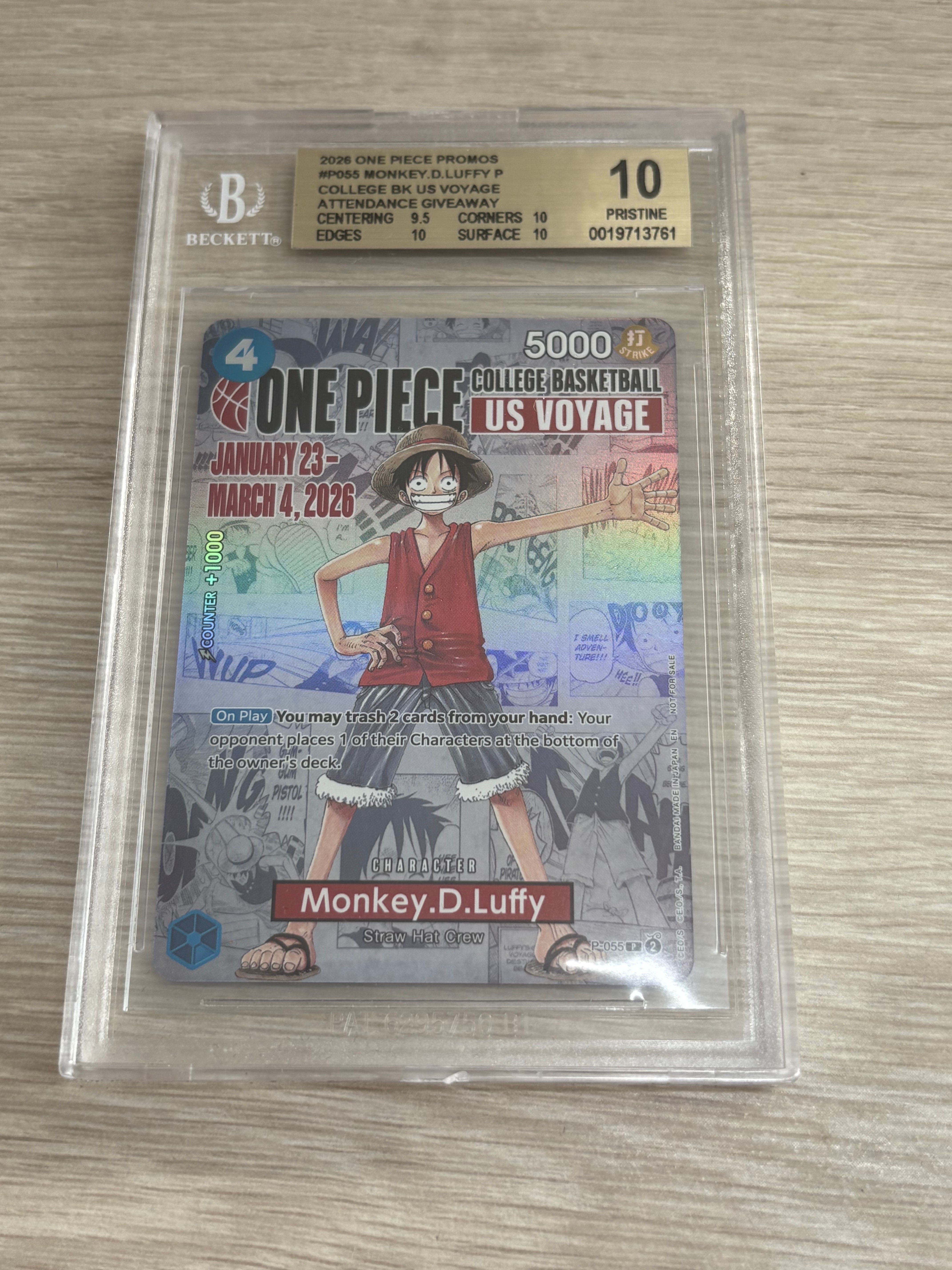 モンキー・D・ルフィ:P (開封済) [P-055]【英語版】(プロモーションカード「ワンピース カレッジ バスケットボール:USボヤージュ」)