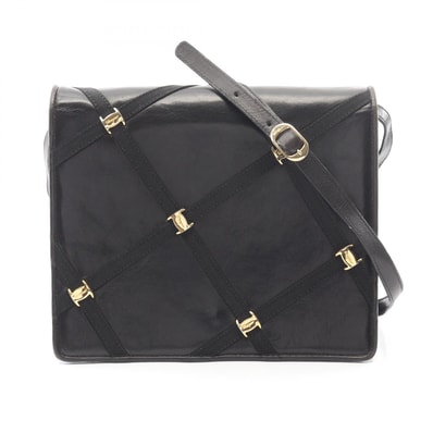 サルヴァトーレフェラガモ Salvatore Ferragamo ヴァラ ショルダーバッグ バッグ レザー レディース ブラック系 【中古】