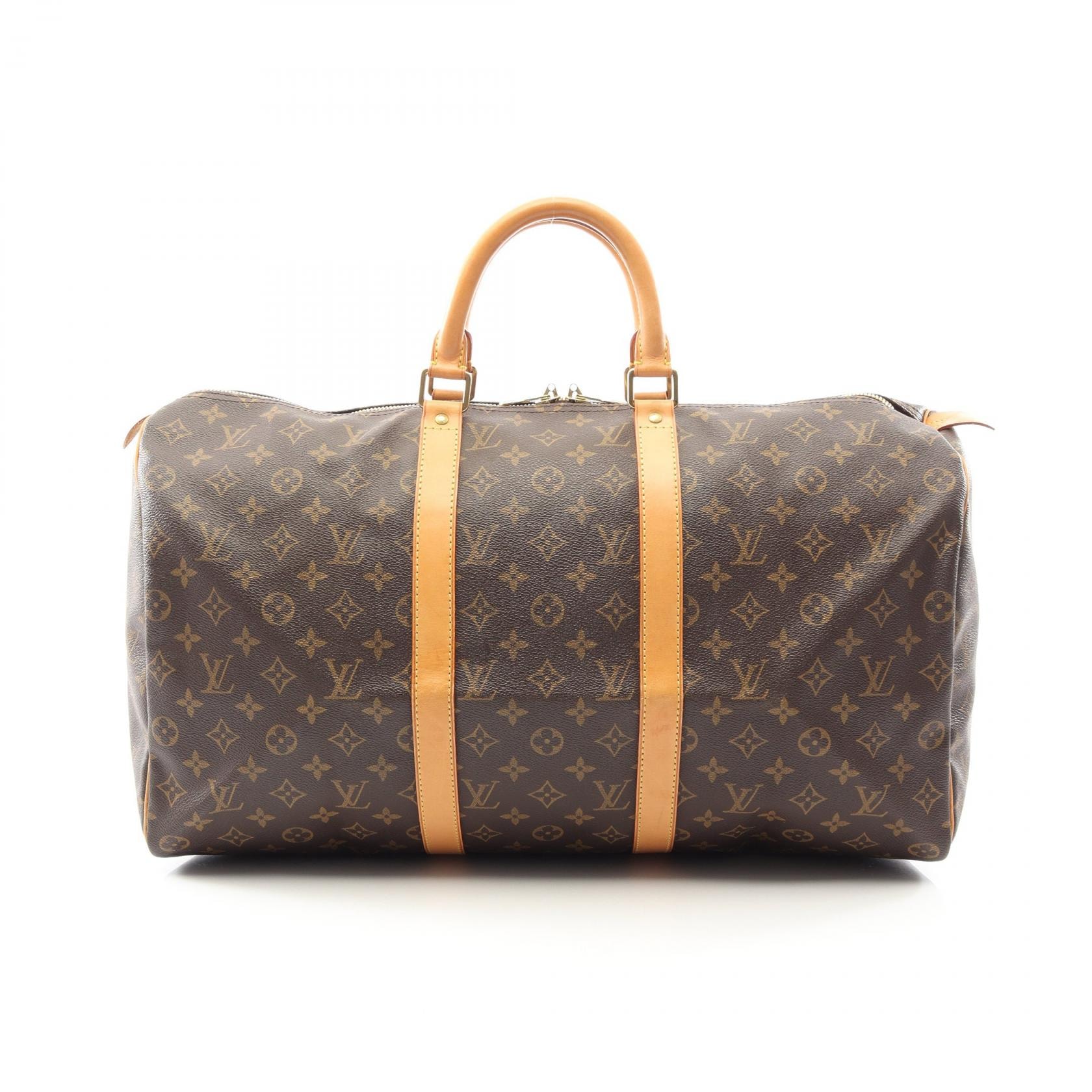 ルイ・ヴィトン LOUIS VUITTON キーポル50 ボストンバッグ バッグ PVCコーティングキャンバス レザー モノグラム メンズ レディース ブラウン系 M41426 【中古】