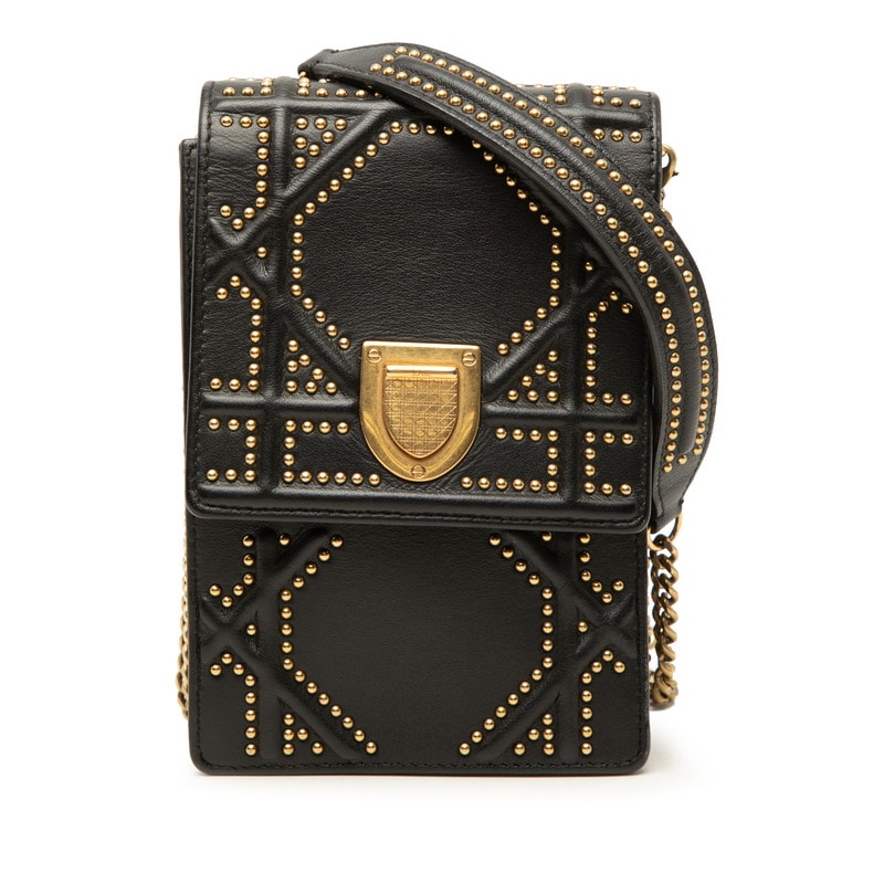ディオール ディオラマ 斜め掛け チェーン ショルダーバッグ ブラック ゴールド レザー レディース Dior 【中古】