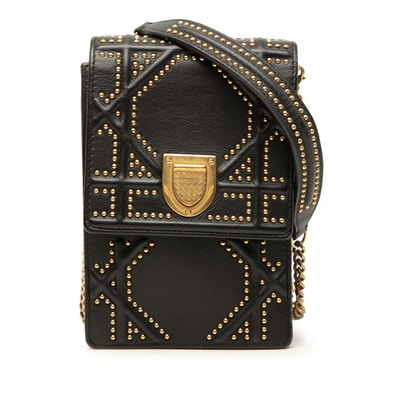 ディオール ディオラマ 斜め掛け チェーン ショルダーバッグ ブラック ゴールド レザー レディース Dior 【中古】