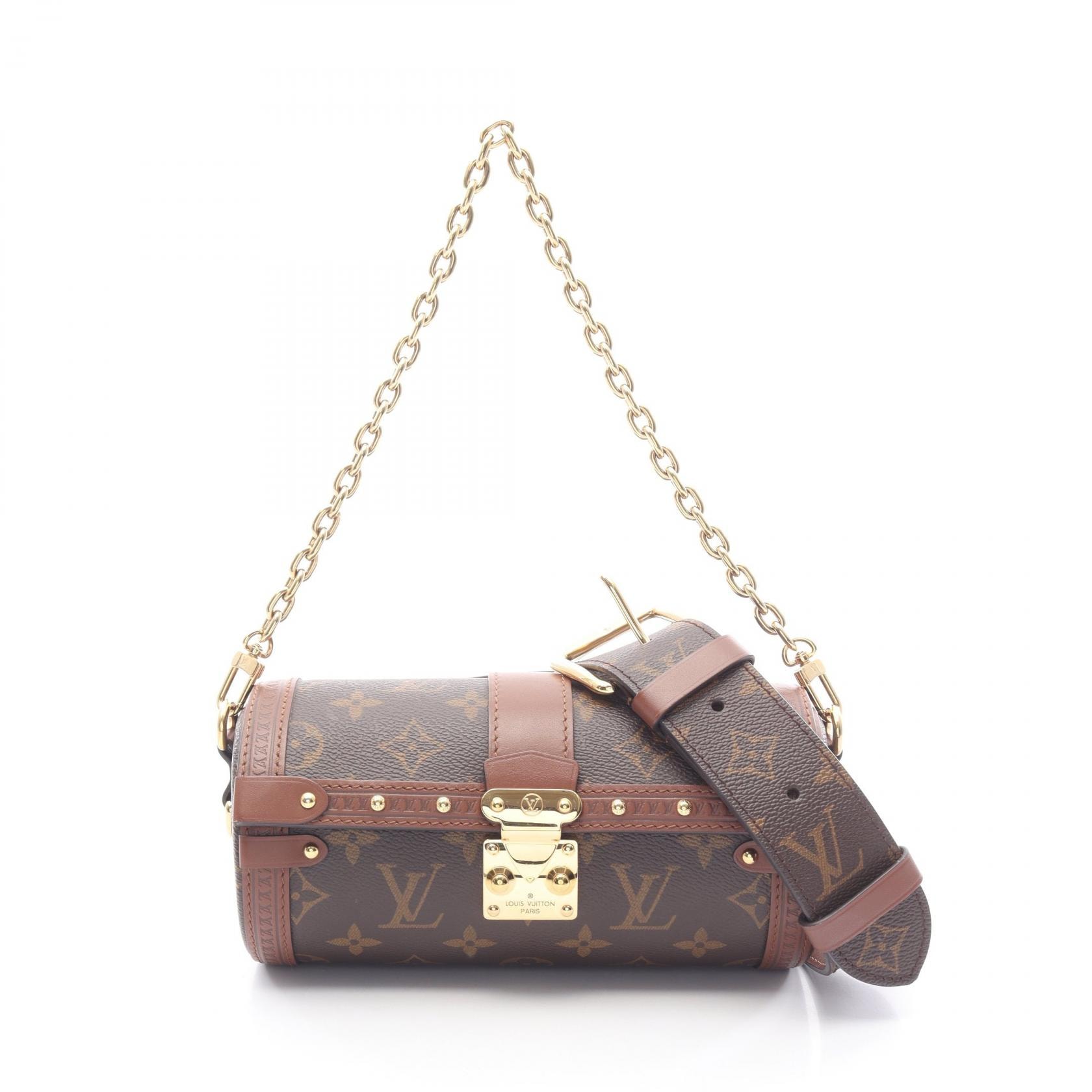 ルイ・ヴィトン LOUIS VUITTON パピヨン トランク ショルダーバッグ バッグ PVCコーティングキャンバス レザー モノグラム レディース ブラウン系 M57835 【中古】