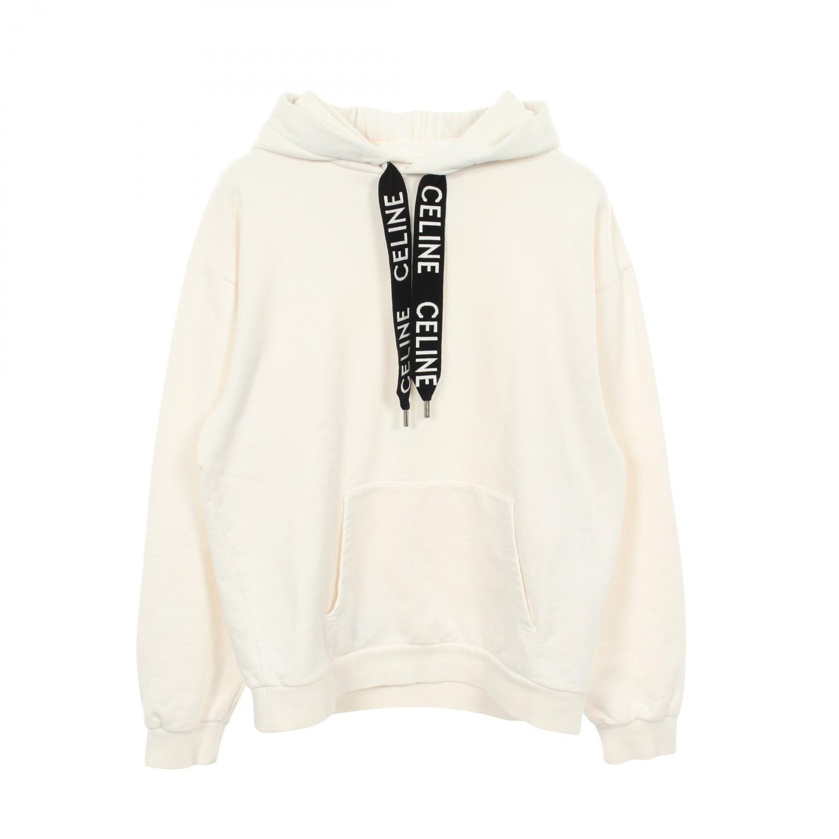 セリーヌ CELINE ロゴ ルーズ フーディ パーカー 衣料品 トップス コットン メンズ ホワイト系 / ブラック系 2Y468670Q 【中古】