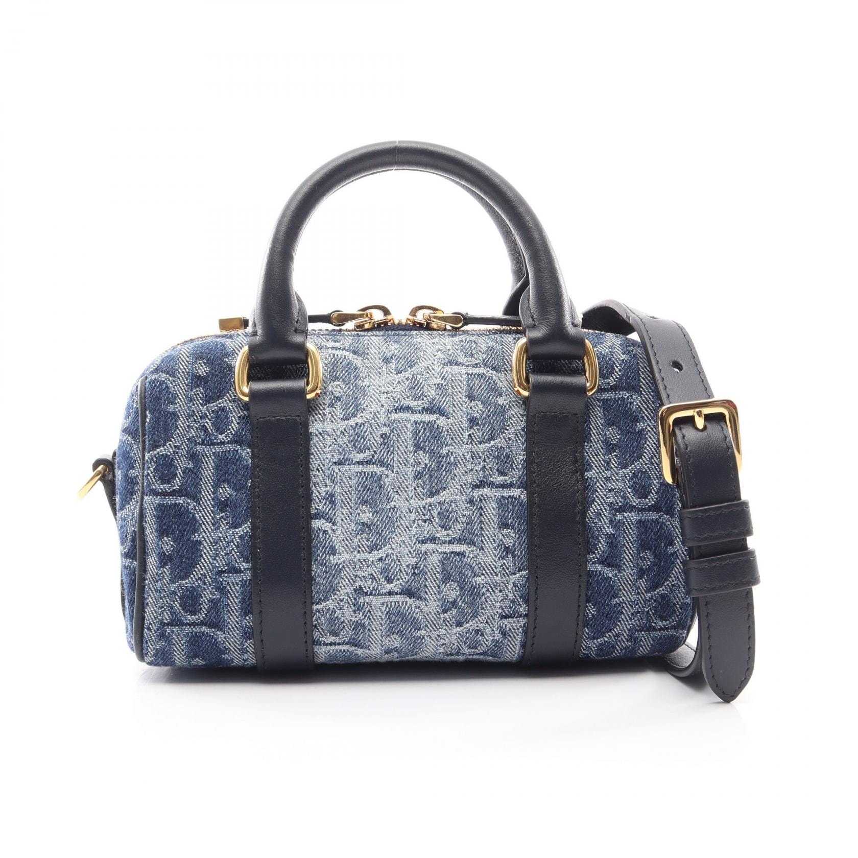 ディオール Dior Groove 17 Nano オブリーク ジャカード 2WAY ハンドバッグ バッグ デニム レザー レディース ブルー系 / ネイビー系 【中古】