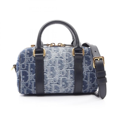 ディオール Dior Groove 17 Nano オブリーク ジャカード 2WAY ハンドバッグ バッグ デニム レザー レディース ブルー系 / ネイビー系 【中古】