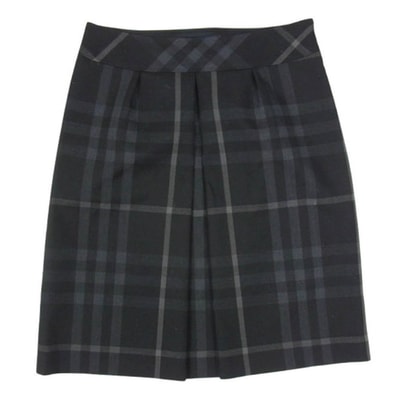BURBERRY LONDON バーバリー ロンドン スカート B1S21-284-08 三陽商会 ウール サイドプリーツ チェック スカート ブラック系【中古】