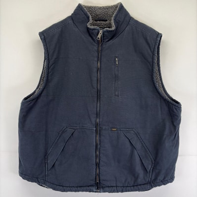 古着 リー Lee ダック ベスト ワンポイントロゴ 大きいサイズ ロゴ 裏地ボア 2XL ブラック メンズ