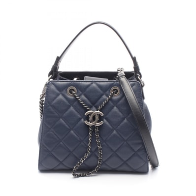 シャネル CHANEL CCバケット マトラッセ 2WAY ハンドバッグ バッグ キャビアスキン(グレインドカーフ) レザー レディース ネイビー系 / ブラック系 【中古】