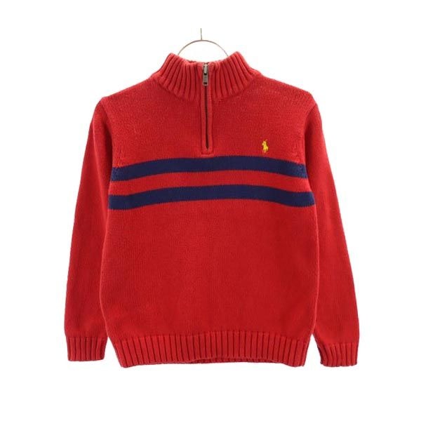 Polo by Ralph Lauren ポロバイラルフローレン 長袖 ハーフジップ コットン ニット 7 レッド系 ロゴ セーター