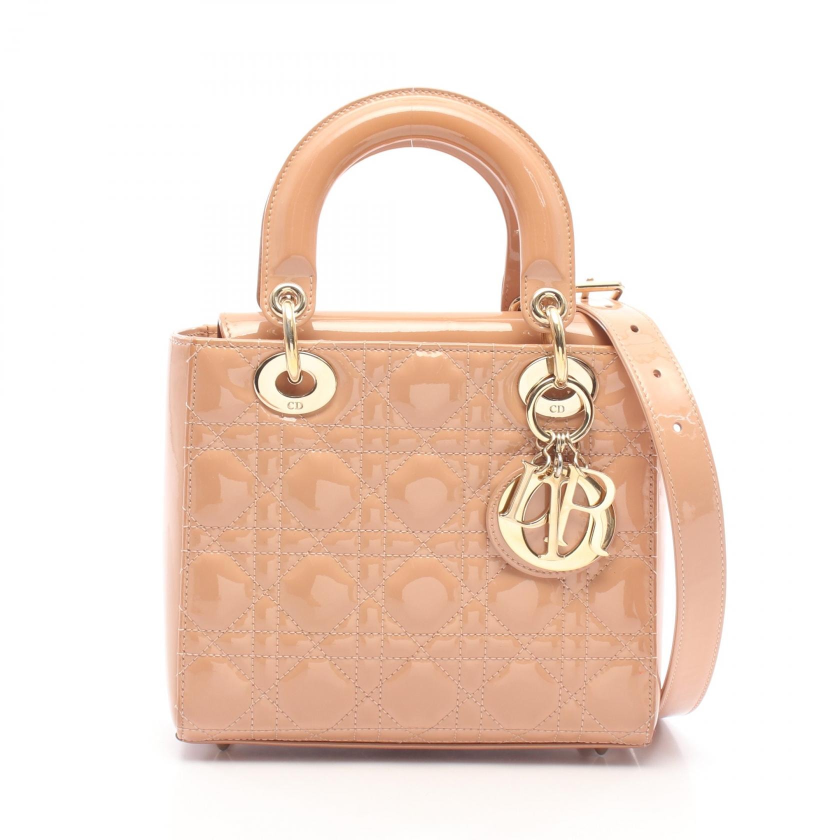 ディオール Dior レディディオール スモール 2WAY ハンドバッグ バッグ パテントレザー レディース ピンク系 【中古】