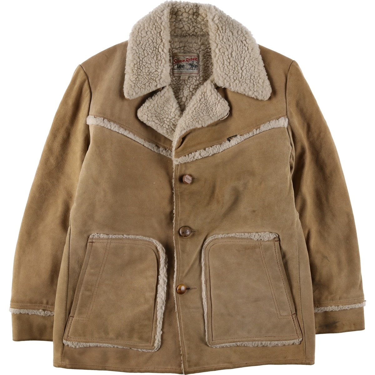 古着 70年代 リー Lee STORM RIDER ストームライダー ランチコート スエードボアジャケット USA製 メンズM相当 ヴィンテージ/evb033508