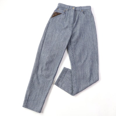 美品 ルイヴィトン ダミエ柄 デニムパンツ ネイビー レディース 34