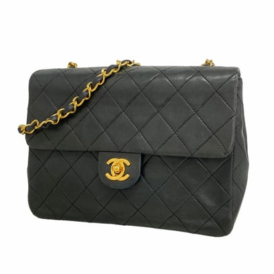 ★SALE【6hd3312】シャネル ショルダーバッグ ミニマトラッセ チェーンショルダー ラムスキン ブラック ゴールド金具【中古】レディース