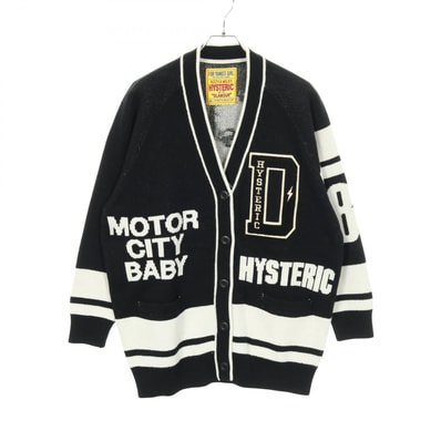 ヒステリックグラマー HYSTERIC GLAMOUR MOTOR CITY BABY カーディガン 衣料品 トップス コットン ウール ナイロン レディース ブラック系 / ホワイト系 01243ND01 【中古】