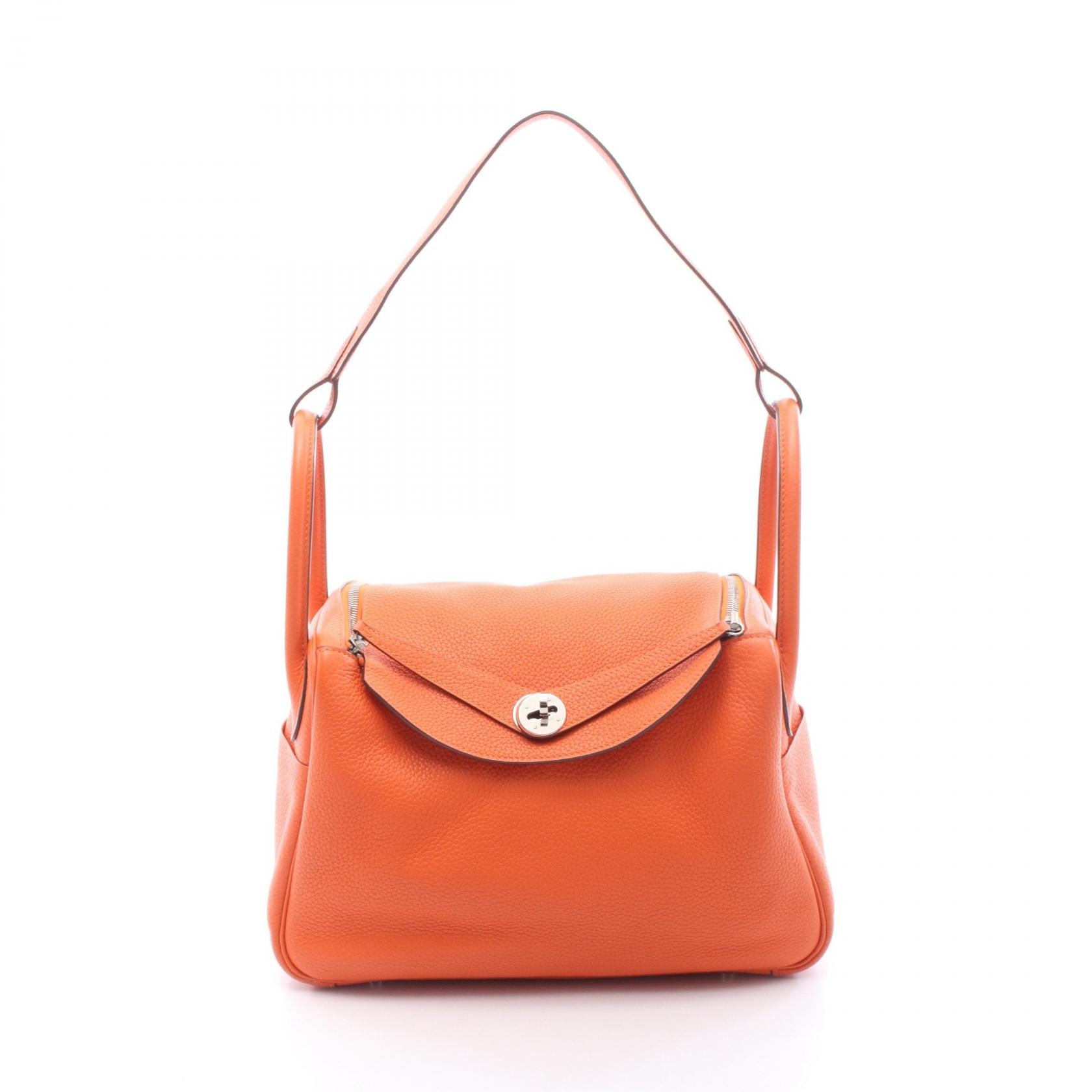 エルメス HERMES リンディ30 ショルダーバッグ バッグ レザー トリヨンクレマンス トリヨンクレマンス フー □R刻印(2014年製造) レディース オレンジ系 【中古】