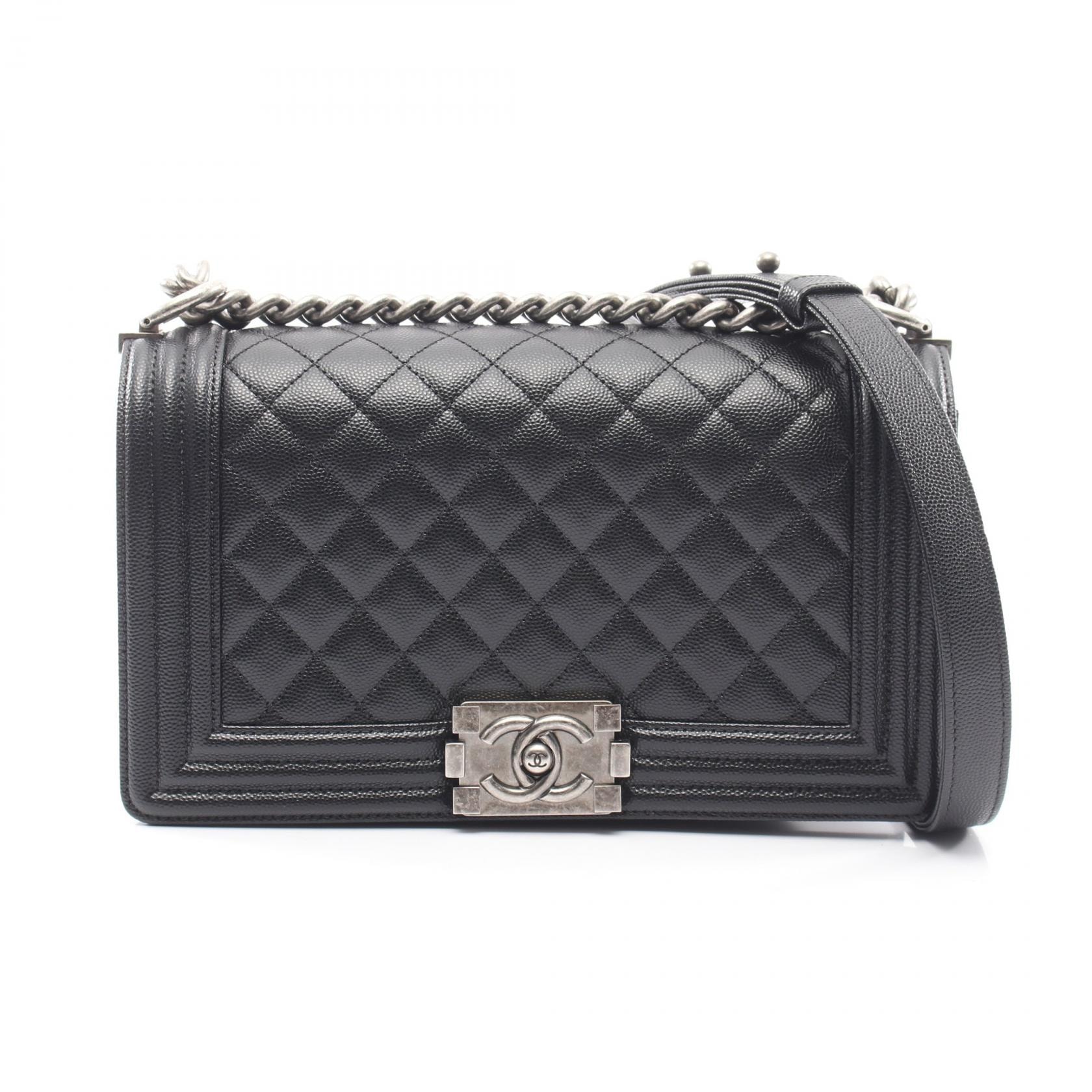 シャネル CHANEL ボーイシャネル マトラッセ ショルダーバッグ バッグ キャビアスキン(グレインドカーフ) レディース ブラック系 A67086 【中古】