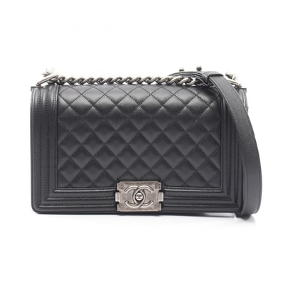 シャネル CHANEL ボーイシャネル マトラッセ ショルダーバッグ バッグ キャビアスキン(グレインドカーフ) レディース ブラック系 A67086 【中古】