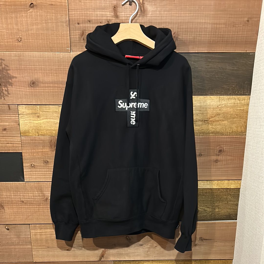Supreme Cross Box Logo Hooded Sweatshirt "Black"