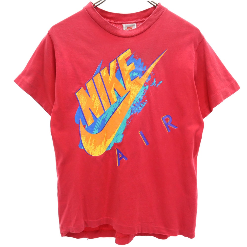 NIKE ナイキ 90s USA製 オールド 銀タグ プリント 半袖 Tシャツ M(10/12) レッド