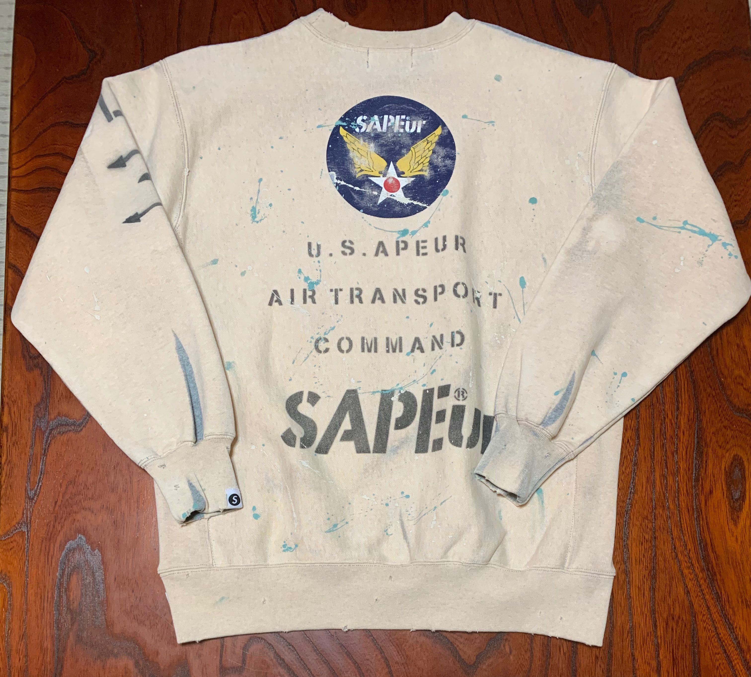 SAPEur スウェット (ダメージ加工,ペンキ仕様)