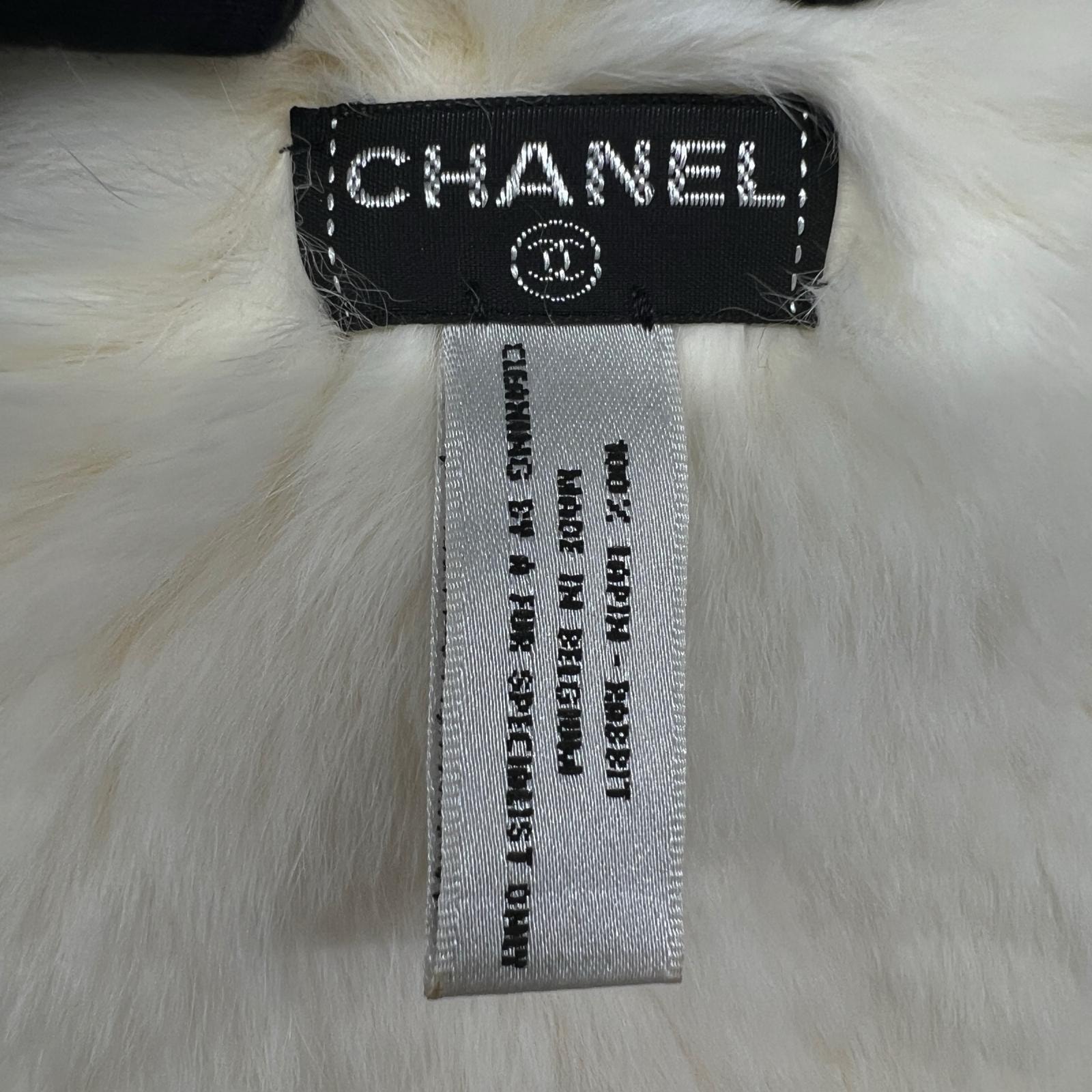シャネルCHANELパールラパンラビットファーマフラースヌードホワイトブラウン B (目立った傷や汚れなし)】CHANEL 希少 極美品 シャネル ラパン