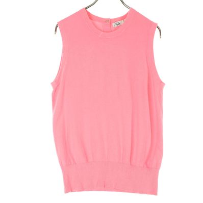 美品 ZARA ザラ ノースリーブ ラウンドネック ベスト M ピンク