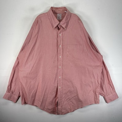 古着 90's/90年代 ヴィンテージ ブルックスブラザーズ Brooks Brothers 長袖シャツ ボタンダウン USA製 XL レッド系 ストライプ メンズ