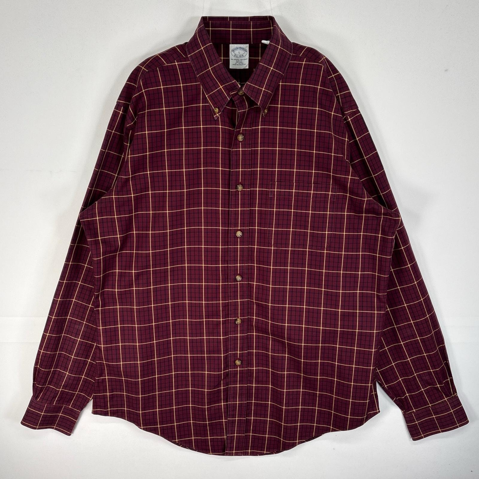 古着 ブルックスブラザーズ Brooks Brothers 長袖シャツ チェック 胸ポケ SLIM FIT L ワインレッド系 マルチカラー メンズ