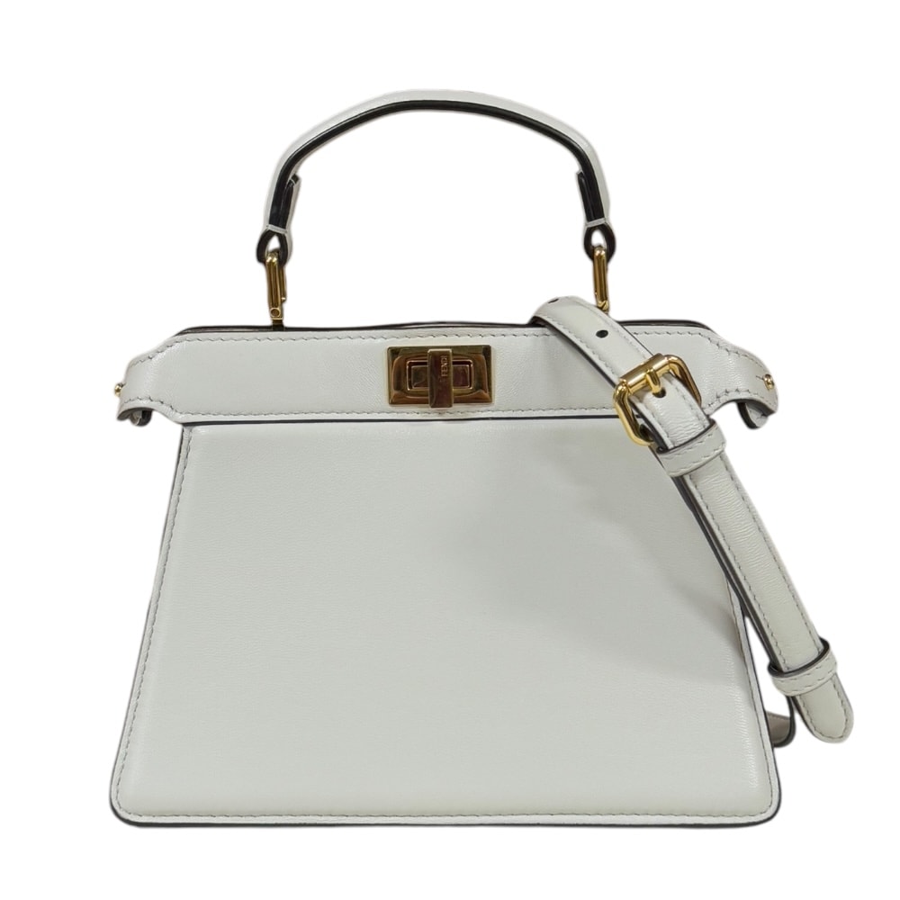 フェンディ ピーカブー I See U プチ ショルダーバッグ レザー 8BN335 ホワイト レディース FENDI 中古